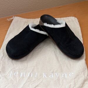 Jenni Kayne Black Suede Shearling Moc Clogs